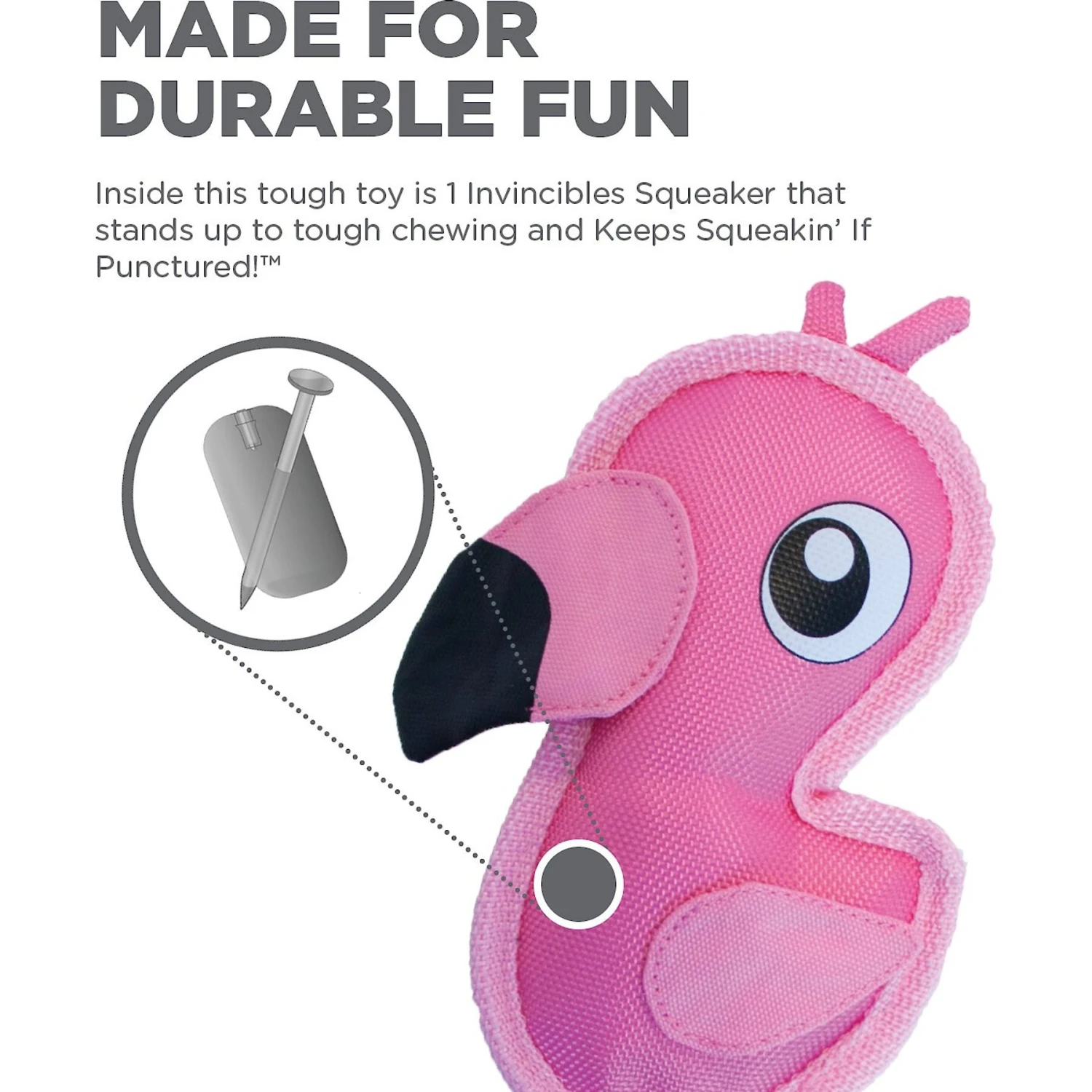 Outward Hound Fire Biterz Squeaky Dog Toy Flamingo 6 Outward Hound Fire Biterz Squeaky Dog Toy Flamingo - Image 4