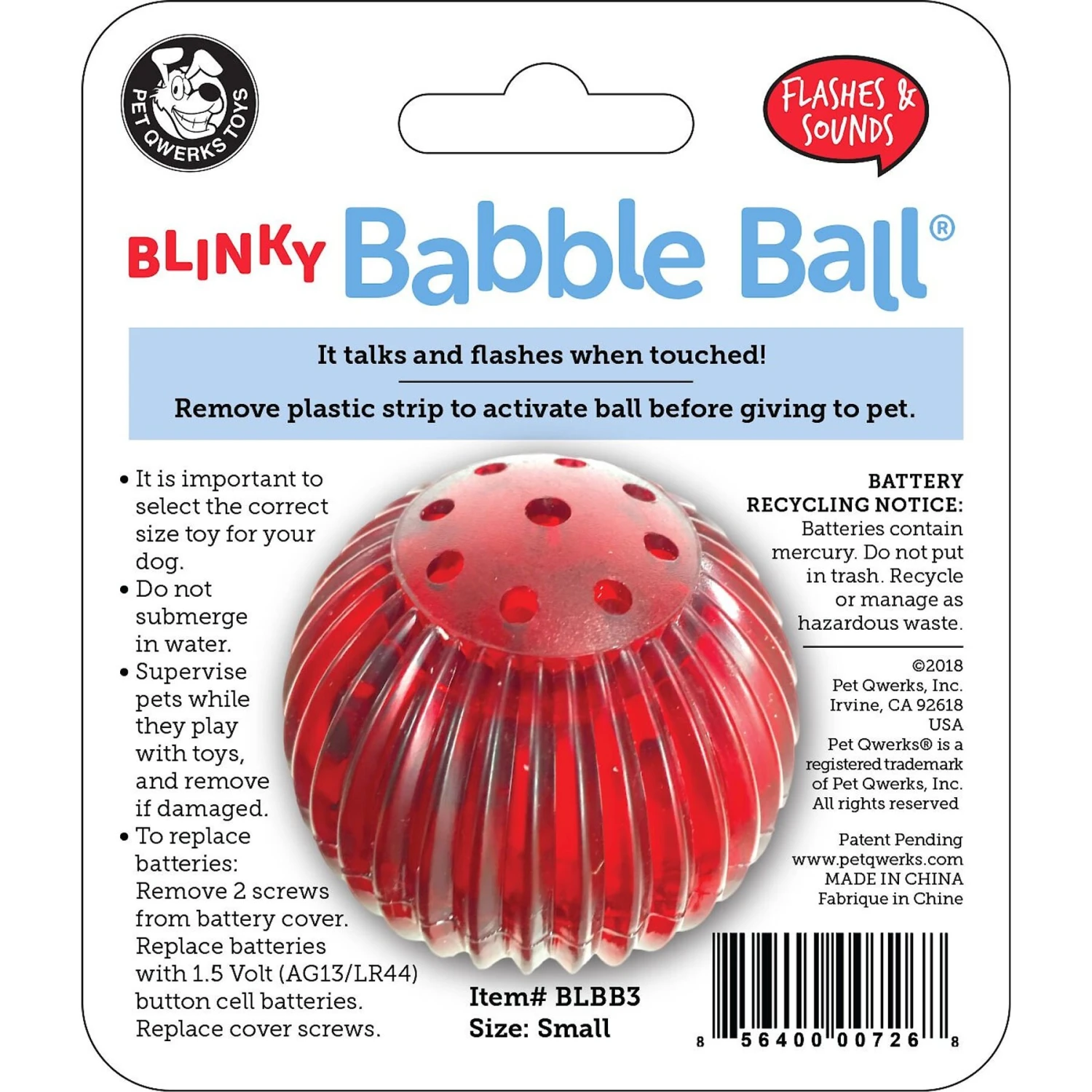 Pet Qwerks Blinky Babble Ball Dog Toy 8 Pet Qwerks Blinky Babble Ball Dog Toy - Image 6