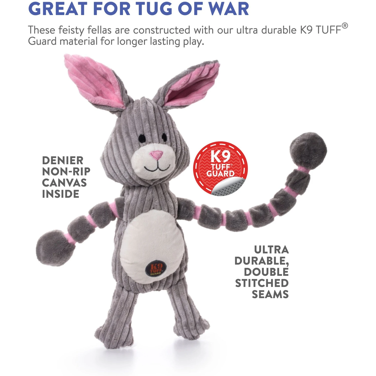 Charming Pet Thunda Tugga Bunny Squeaky Plush Dog Toy 6 Charming Pet Thunda Tugga Bunny Squeaky Plush Dog Toy - Image 4