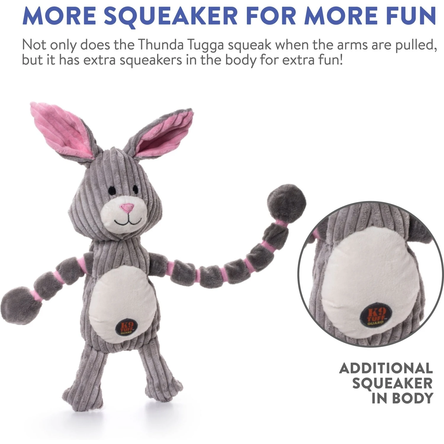 Charming Pet Thunda Tugga Bunny Squeaky Plush Dog Toy 8 Charming Pet Thunda Tugga Bunny Squeaky Plush Dog Toy - Image 6