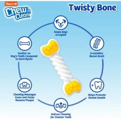 Hartz Chew 'n Clean Twisty Bone Bacon Scented Flexible Dog Chew Toy -Pet Dog Toys 161034 PT1. AC SS1800 V1667337298