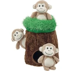 Frisco Monkeys In Tree Hide & Seek Puzzle Plush Squeaky Dog Toy