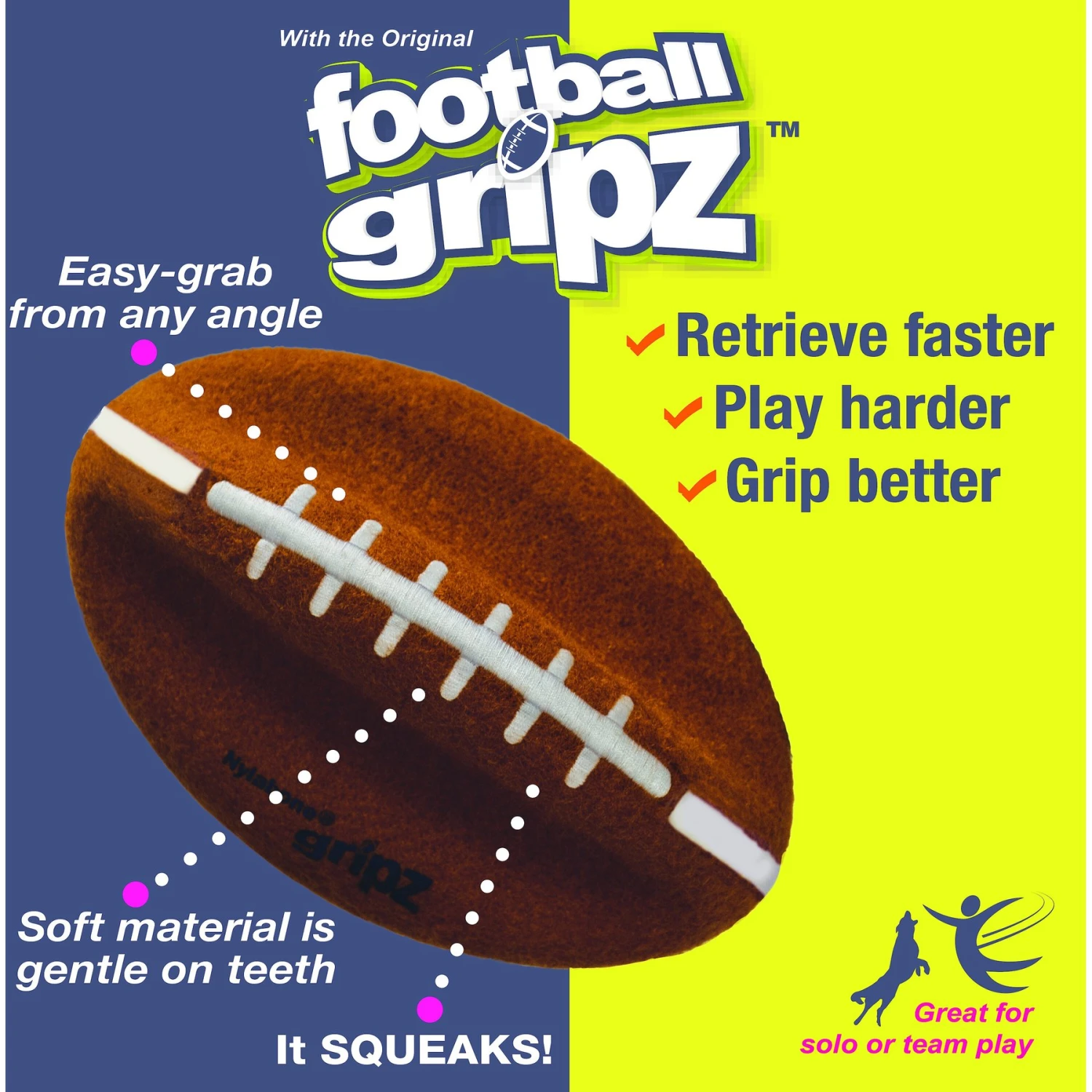Nylabone Power Play Football Gripz Dog Toy 5 Nylabone Power Play Football Gripz Dog Toy - Image 3