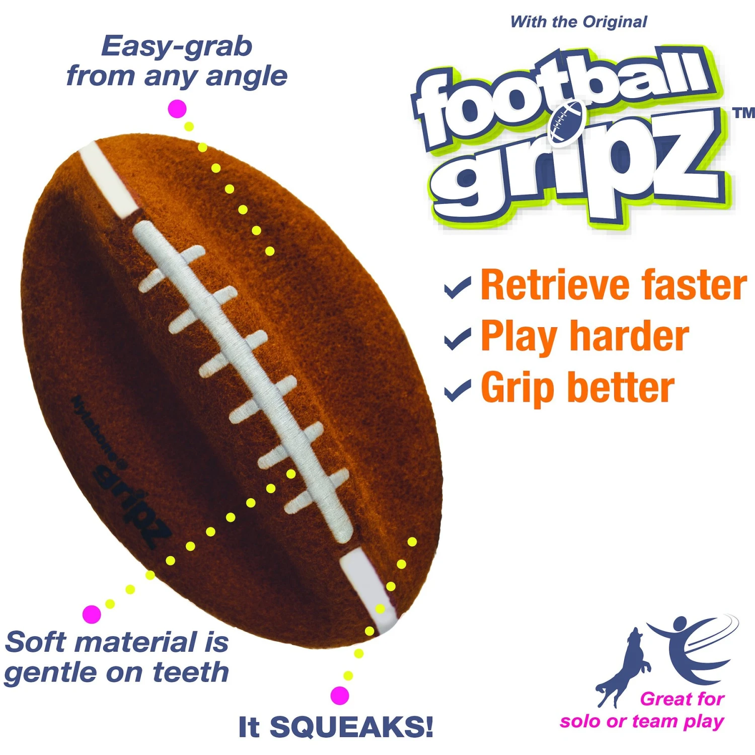 Nylabone Power Play Football Gripz Dog Toy 7 Nylabone Power Play Football Gripz Dog Toy - Image 5