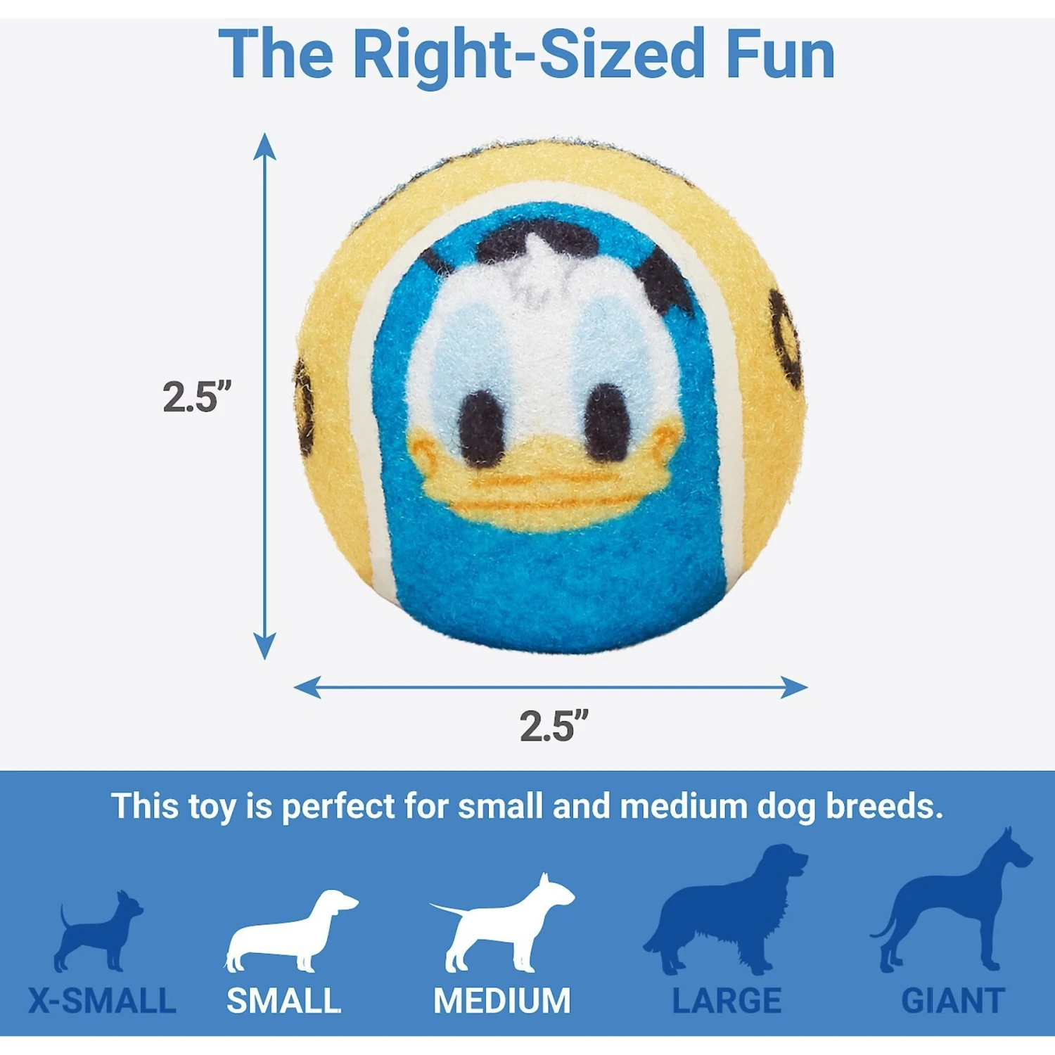 Disney Donald Duck Fetch Squeaky Tennis Ball Dog Toy, 3 Count 4 Disney Donald Duck Fetch Squeaky Tennis Ball Dog Toy, 3 Count - Image 2