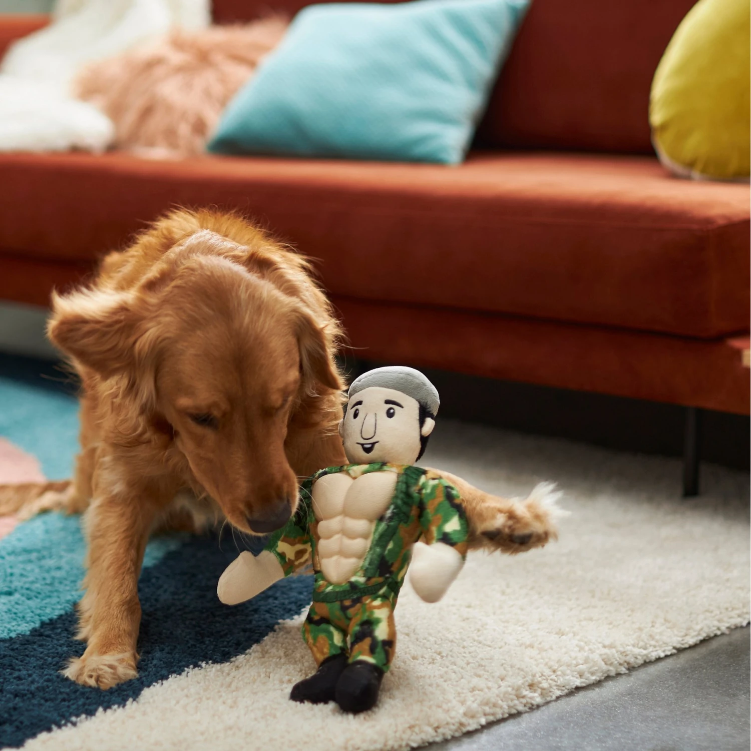 Frisco Retro Camo Hero Muscle Plush Squeaky Dog Toy 5 Frisco Retro Camo Hero Muscle Plush Squeaky Dog Toy - Image 3