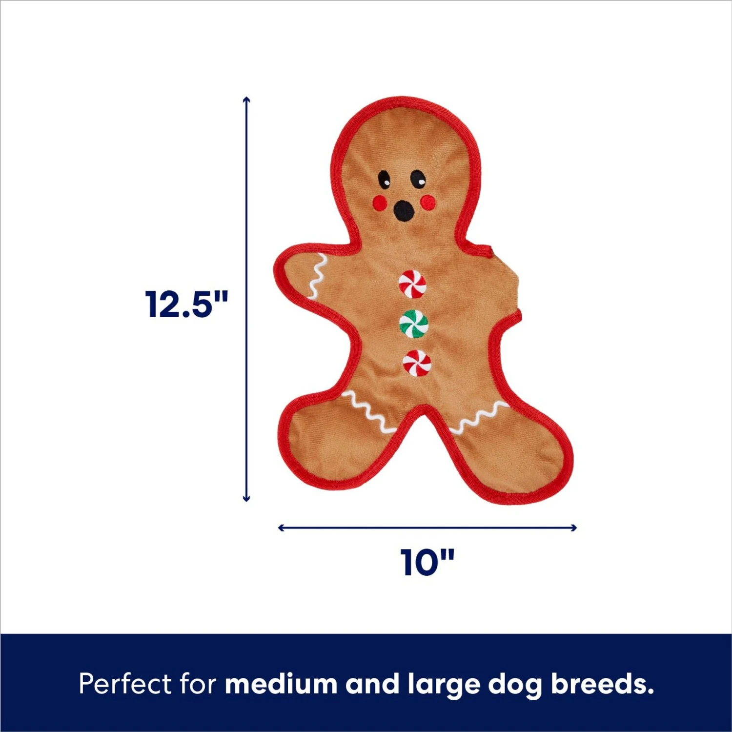 Frisco Holiday Gingerbread Man Flat Plush Squeaky Dog Toy 4 Frisco Holiday Gingerbread Man Flat Plush Squeaky Dog Toy - Image 2