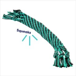 Frisco Flat Teal & Gray Braided Rope Squeaky Fetch Dog Toy -Pet Dog Toys 242127 PT2. AC SS1800 V1695748438