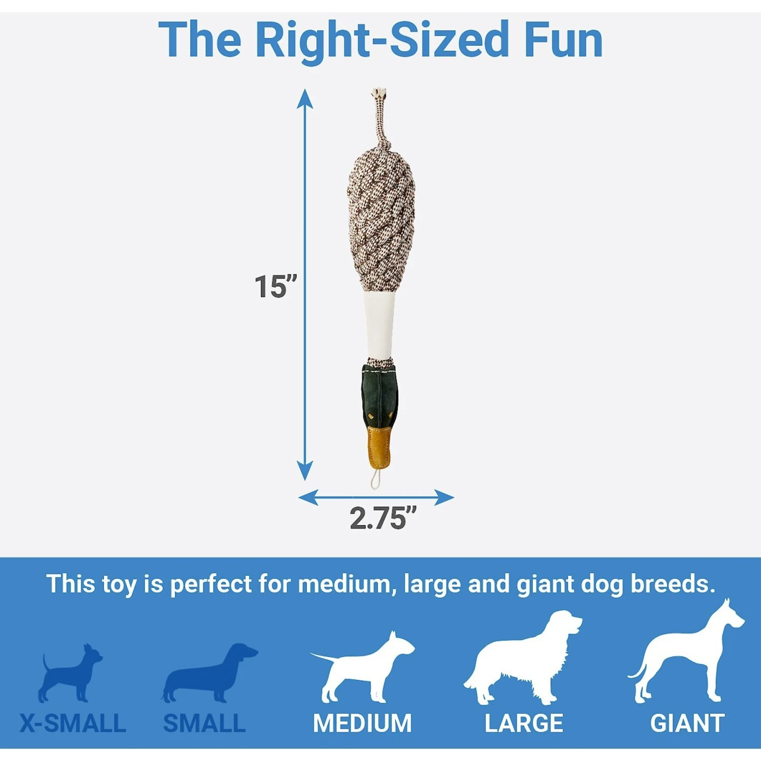 Bones & Chews Rope Duck Crinkle With Bone Dog Toy, 15" 4 Bones & Chews Rope Duck Crinkle With Bone Dog Toy, 15" - Image 2