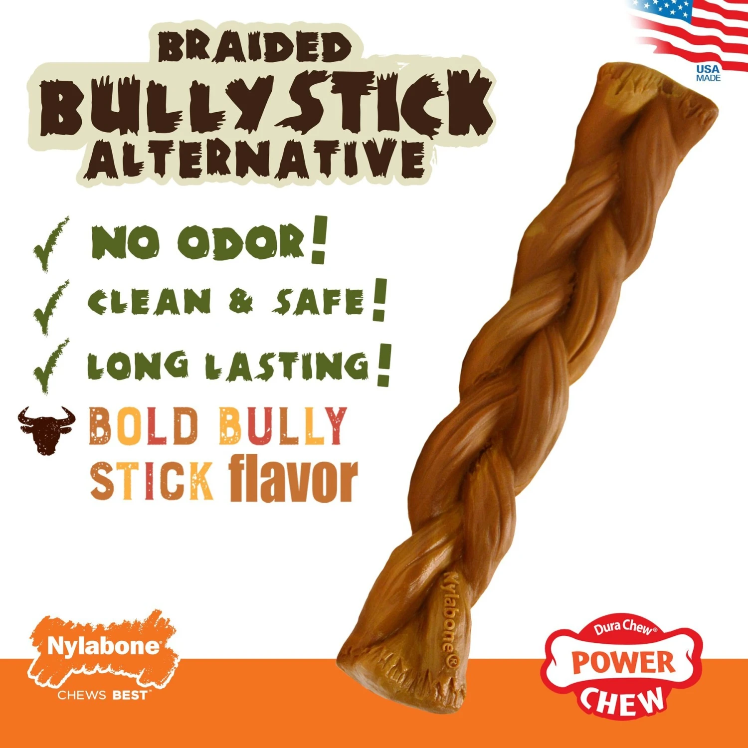 Nylabone Power Chew Alternative Braided Bully Stick Bully Dog Chew Toy 4 Nylabone Power Chew Alternative Braided Bully Stick Bully Dog Chew Toy - Image 2