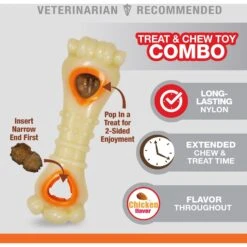 Nylabone Power Chew Chicken Flavored Knuckle Bone & Pop-In Treat Toy Combo Dog Chew Toy -Pet Dog Toys 263946 PT2. AC SS1800 V1688393532
