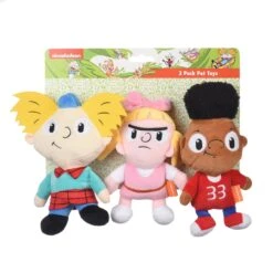 Fetch For Pets Nickelodeon Hey Arnold Gerald, Helga & Arnold Squeaky Plush Dog Toys, 3 Count
