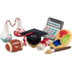 P.L.A.Y. Pet Lifestyle And You Back To School Squeaky Dog Toy, 5 Count