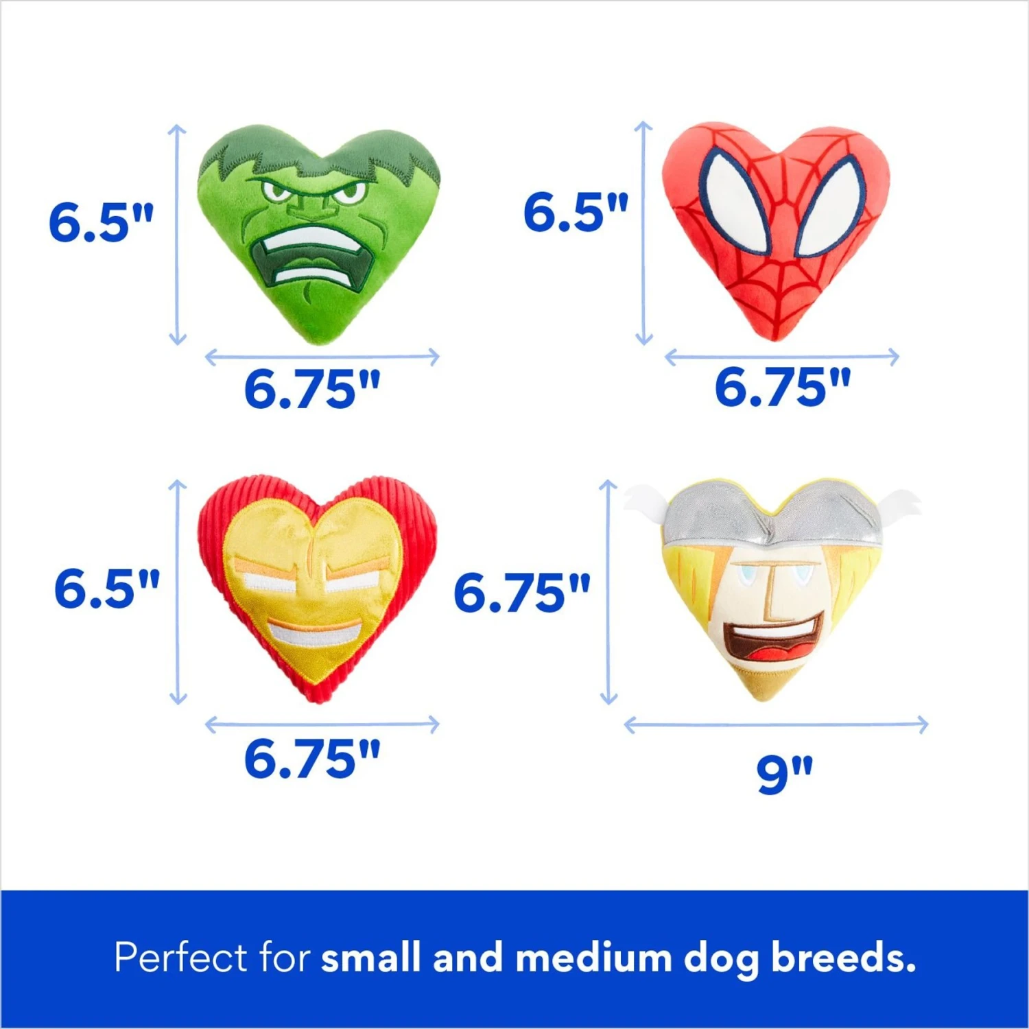 Marvel 's Valentine Candy Heart Heroes Plush Squeaky Dog Toy 4 Marvel 's Valentine Candy Heart Heroes Plush Squeaky Dog Toy - Image 2