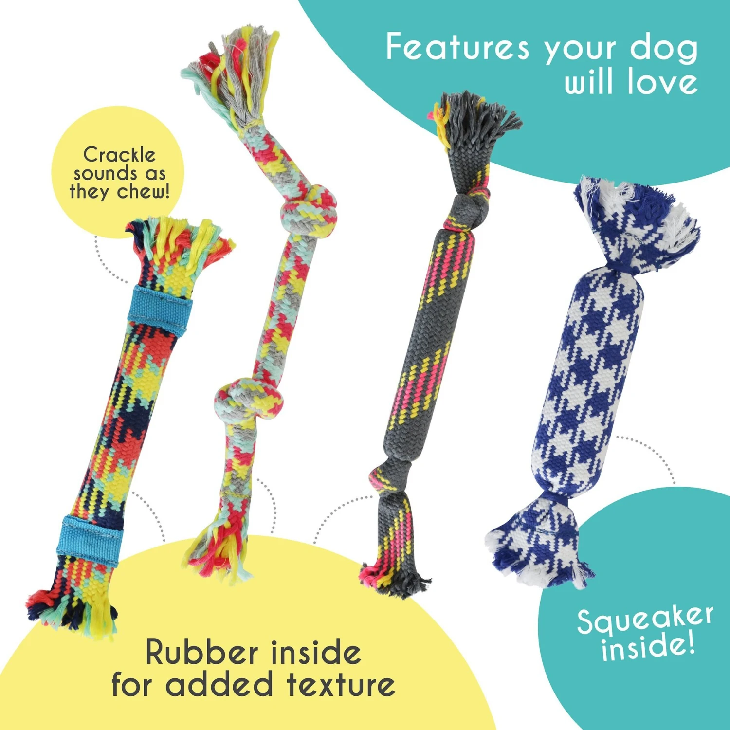 Rocket & Rex Not Just Your Plain Old Rope Dog Toy Set, 4 Count 5 Rocket & Rex Not Just Your Plain Old Rope Dog Toy Set, 4 Count - Image 3