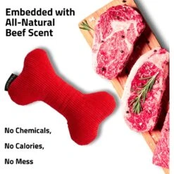 Playology All Natural Beef Scented Plush Squeaky Bone Dog Toy -Pet Dog Toys 321880 PT2. AC SS1800 V1629230173
