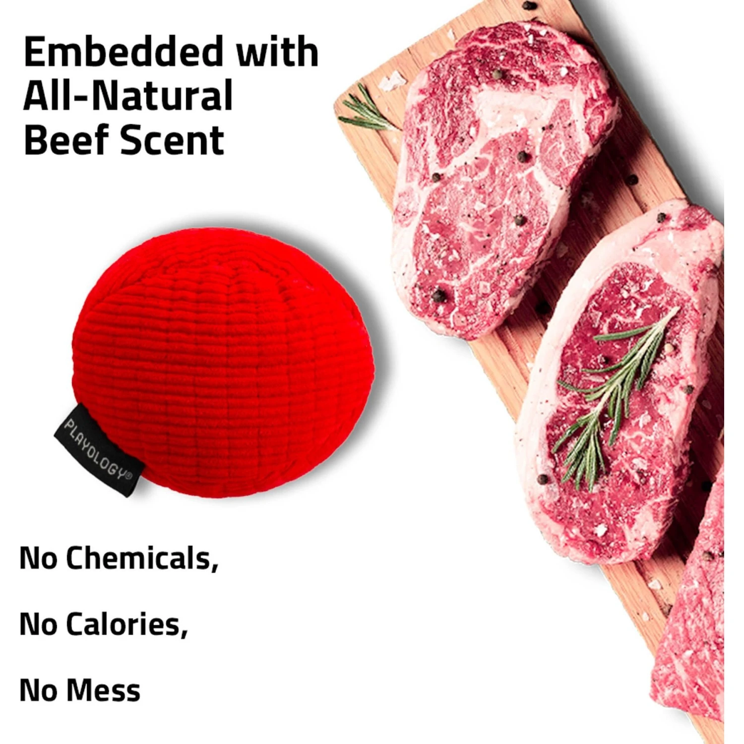 Playology All Natural Beef Scented Plush Squeaky Ball Dog Toy 5 Playology All Natural Beef Scented Plush Squeaky Ball Dog Toy - Image 3