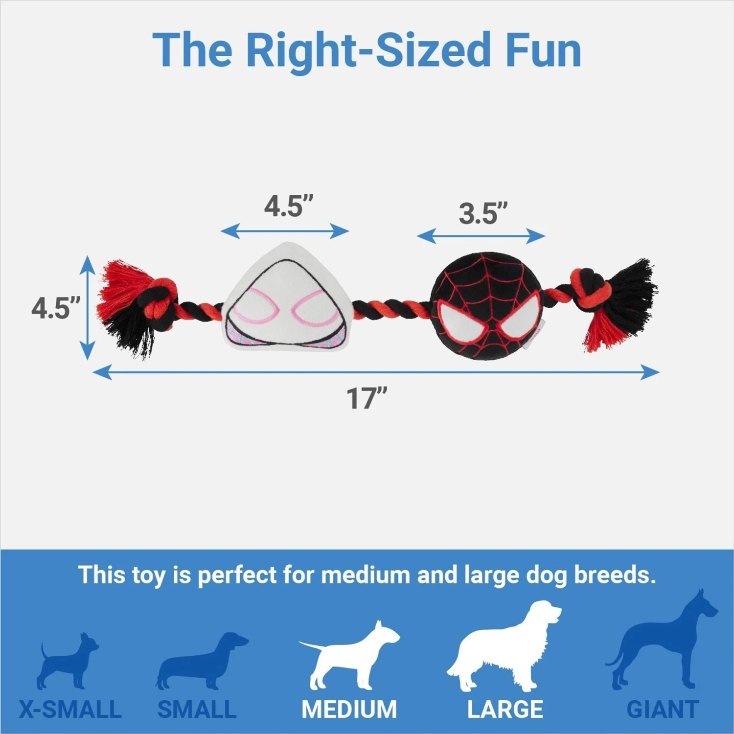 Marvel 's Miles Morales & Ghost Spider Plush With Rope Squeaky Dog Toy 4 Marvel 's Miles Morales & Ghost Spider Plush With Rope Squeaky Dog Toy - Image 2