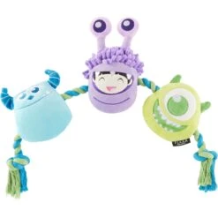 Pixar Monsters, Inc. Plush With Rope Squeaky Dog Toy