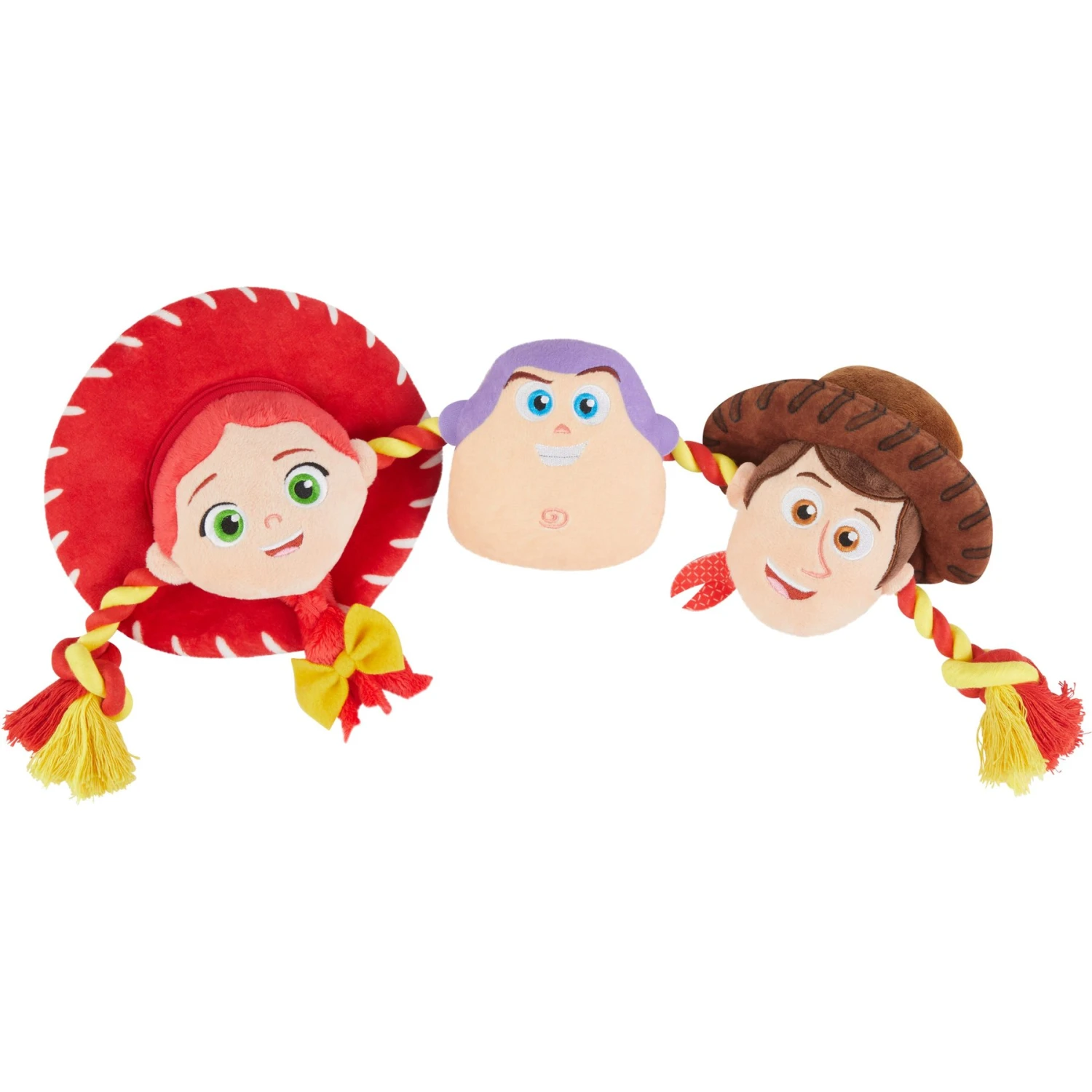 Pixar Toy Story's Woody, Jessie, & Buzz Lightyear Plush With Rope Squeaky Dog Toy 3 Pixar Toy Story's Woody, Jessie, & Buzz Lightyear Plush With Rope Squeaky Dog Toy