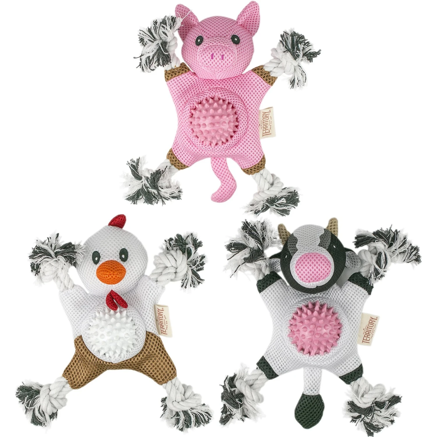 Territory 2-in-1 Farm Friends Dog Toys, 3 Count 3 Territory 2-in-1 Farm Friends Dog Toys, 3 Count