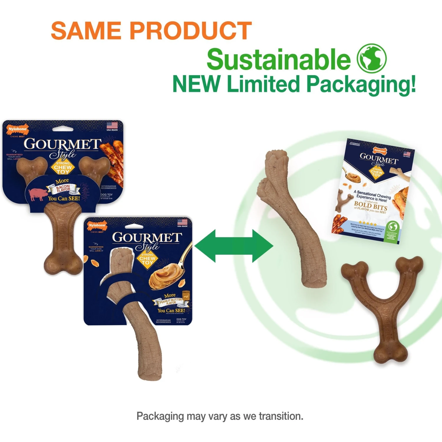 Nylabone Gourmet Style Strong Chew Dog Chew Toy Bundle, Bacon & Peanut Butter 4 Nylabone Gourmet Style Strong Chew Dog Chew Toy Bundle, Bacon & Peanut Butter - Image 2