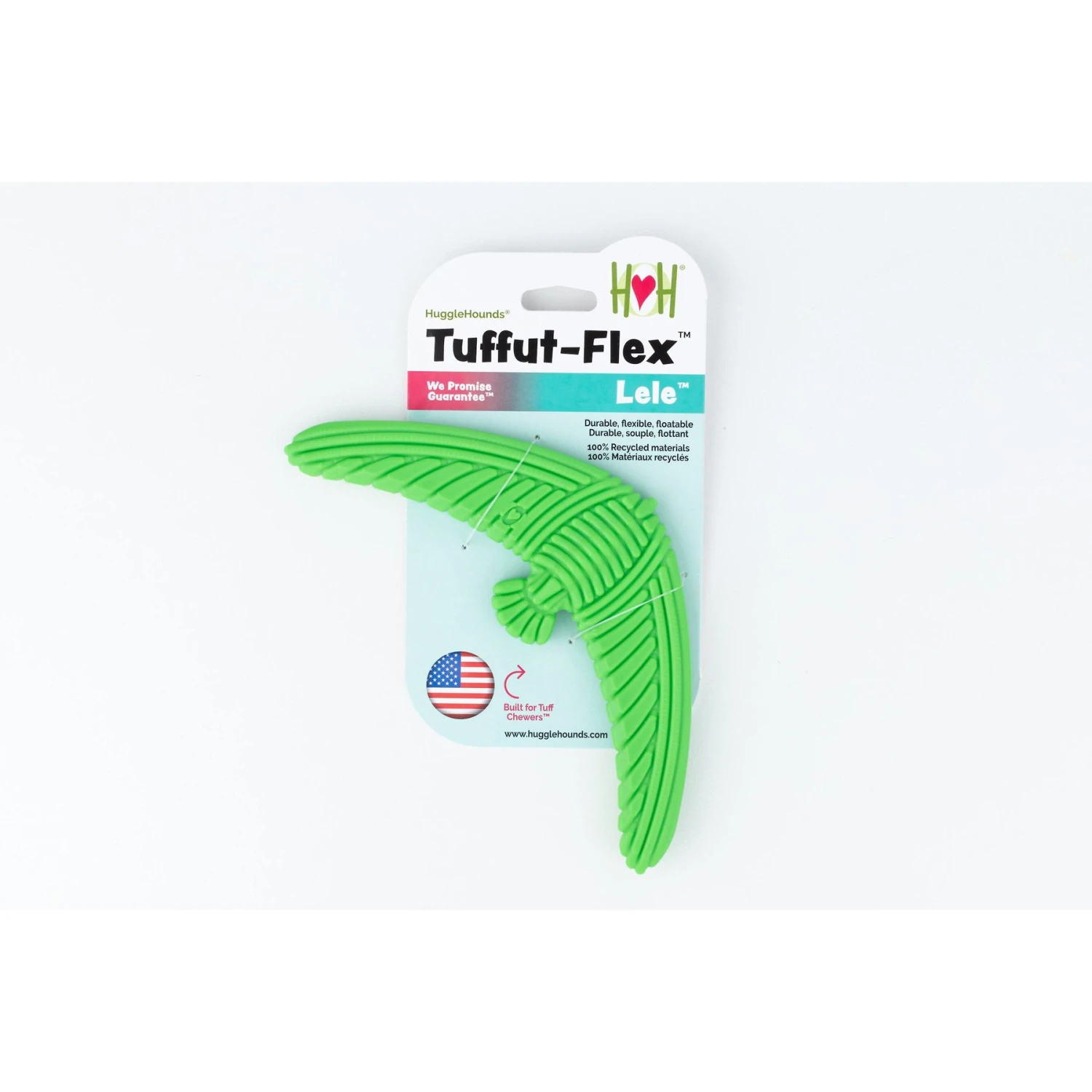 Hugglehounds LeLe Tuffut-Flex Flyer Dog Toy, Green 5 Hugglehounds LeLe Tuffut-Flex Flyer Dog Toy, Green - Image 3