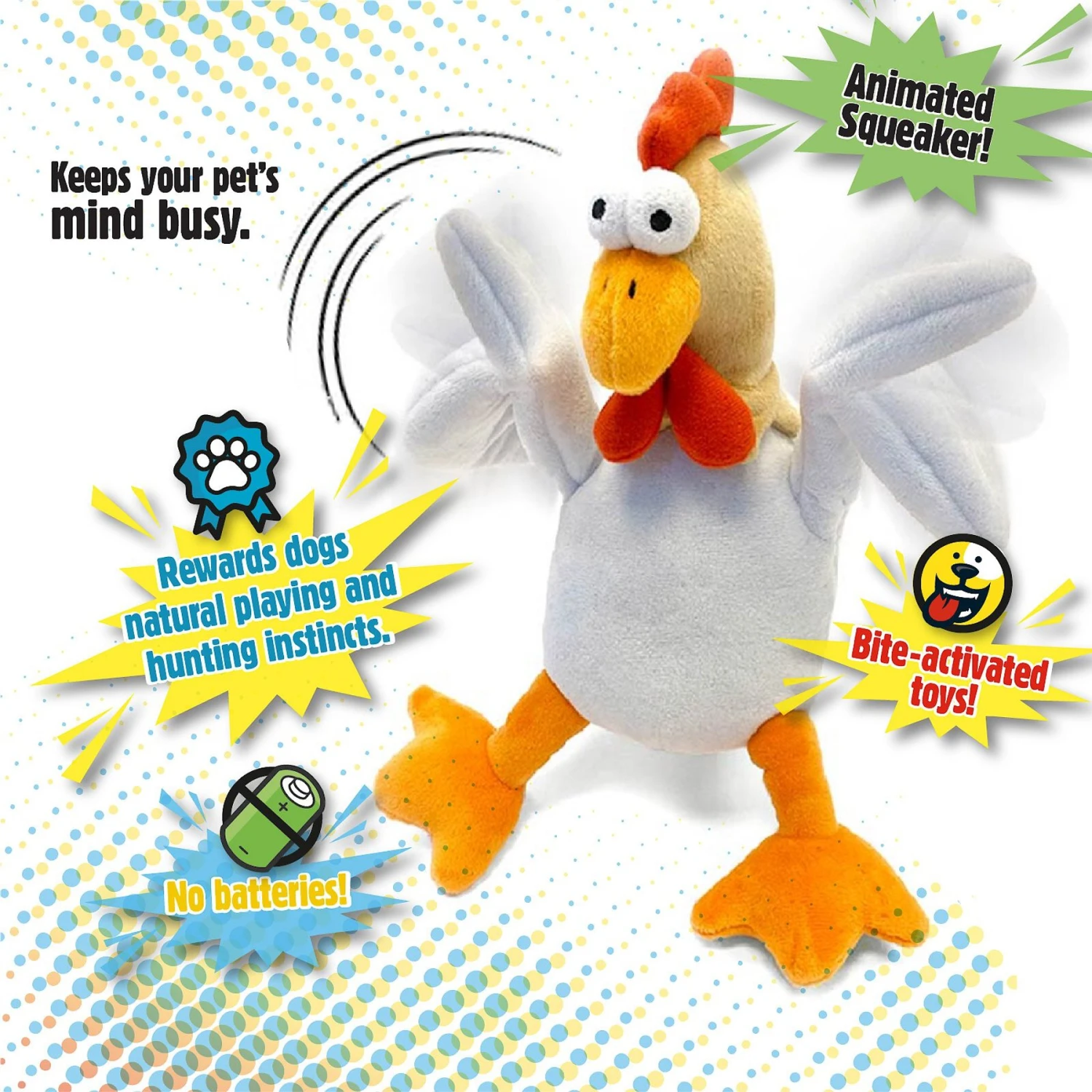GoDog Action Plush Chicken Animated Squeaker Dog Toy 5 GoDog Action Plush Chicken Animated Squeaker Dog Toy - Image 3