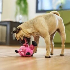 GoDog Checkers Sitting Pig Squeaker Dog Toy, Pink -Pet Dog Toys 362848 PT3. AC SS1800 V1682711064