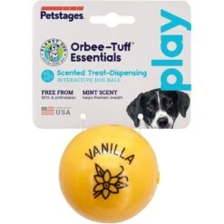 Planet Dog Orbee-Tuff Essentials Vanilla Scented Interactive Dog Ball Treat Dispenser Toy, Yellow -Pet Dog Toys 367765 PT6. AC SS1800 V1644523906