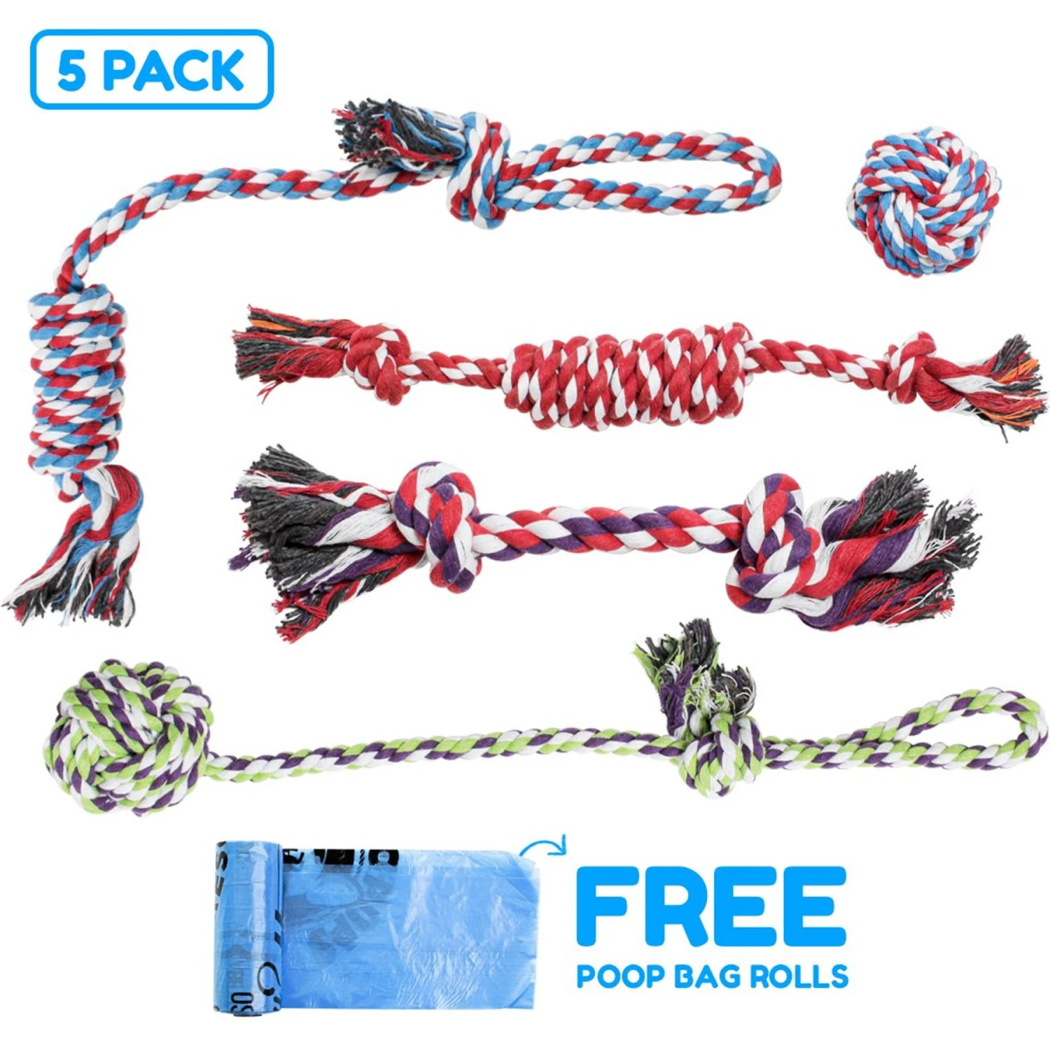 Pacific Pups Rescue Rope Dog Toy Variety Pack, 5 Count 3 Pacific Pups Rescue Rope Dog Toy Variety Pack, 5 Count