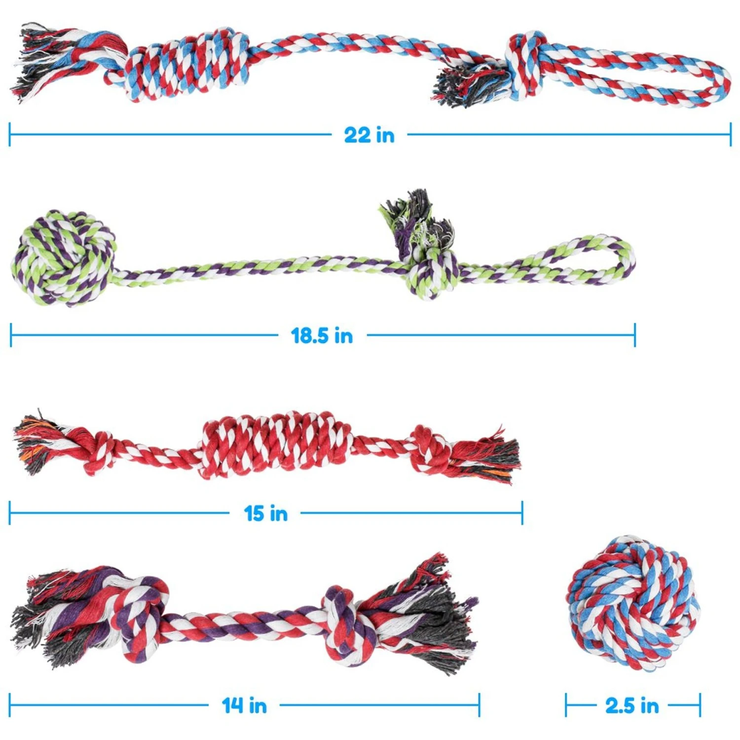 Pacific Pups Rescue Rope Dog Toy Variety Pack, 5 Count 4 Pacific Pups Rescue Rope Dog Toy Variety Pack, 5 Count - Image 2
