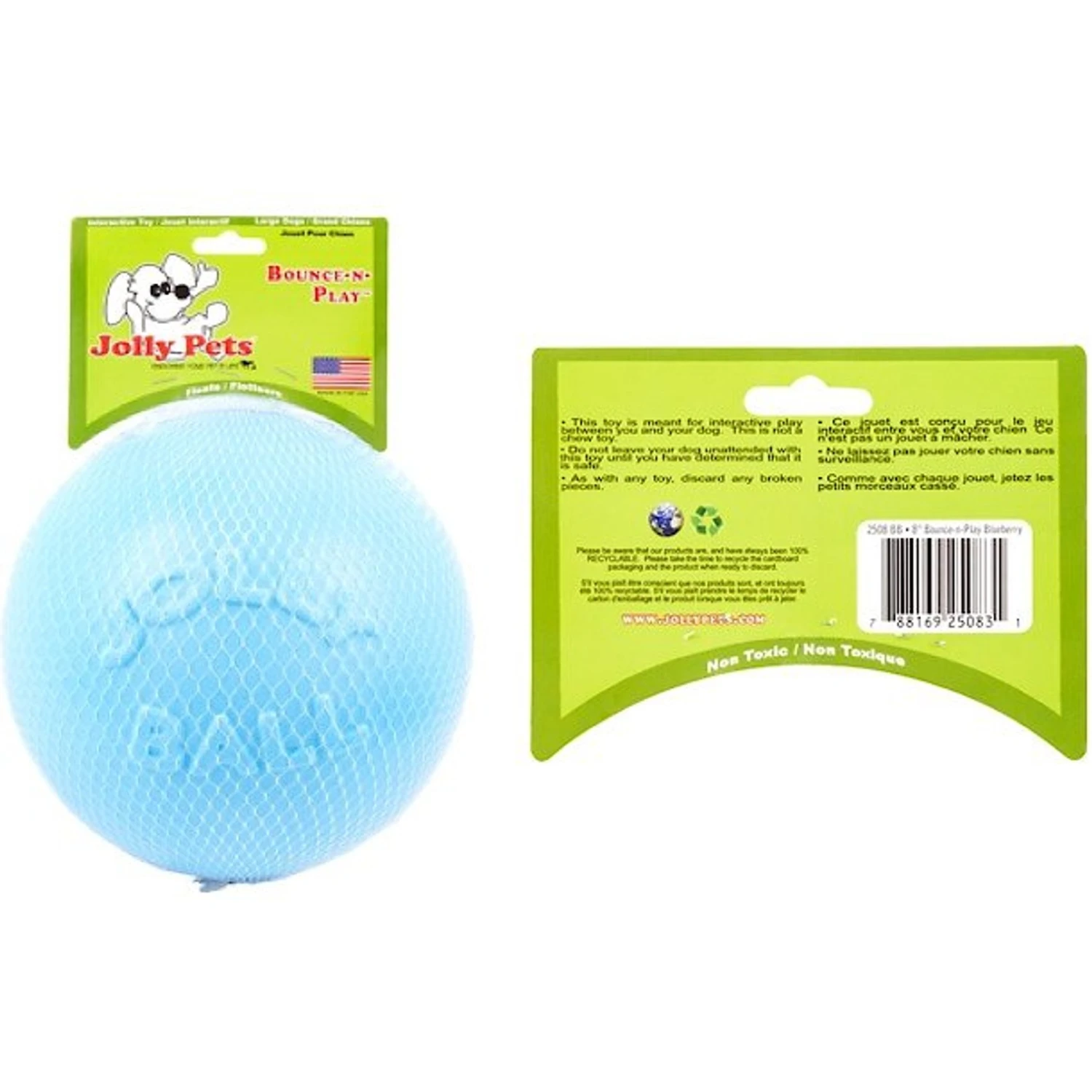 Jolly Pets Bounce-n-Play Dog Toy, Blueberry 7 Jolly Pets Bounce-n-Play Dog Toy, Blueberry - Image 5