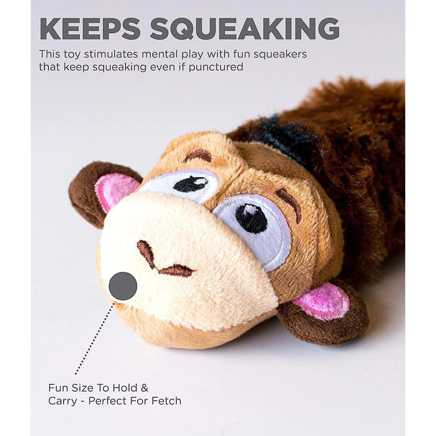 Petstages Monkey Stuffing-Free Squeaky Dog Plush Toy 5 Petstages Monkey Stuffing-Free Squeaky Dog Plush Toy - Image 3