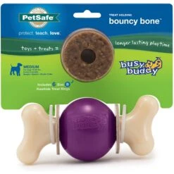 PetSafe Busy Buddy Bouncy Bone Treat Dispenser Tough Dog Chew Toy