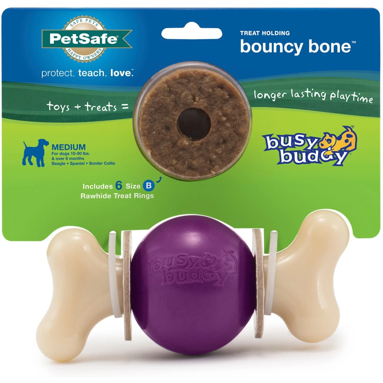 PetSafe Busy Buddy Bouncy Bone Treat Dispenser Tough Dog Chew Toy 3 PetSafe Busy Buddy Bouncy Bone Treat Dispenser Tough Dog Chew Toy