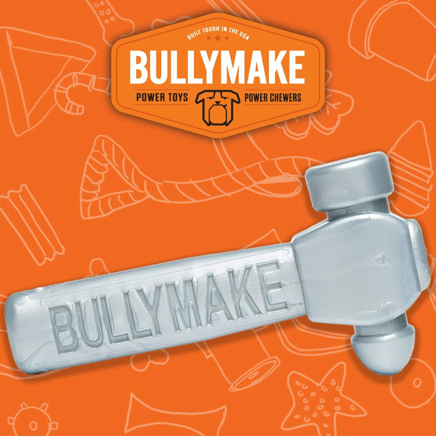 BULLYMAKE Nylon Hammer Hard Chew Dog Toy, Silver 3 BULLYMAKE Nylon Hammer Hard Chew Dog Toy, Silver