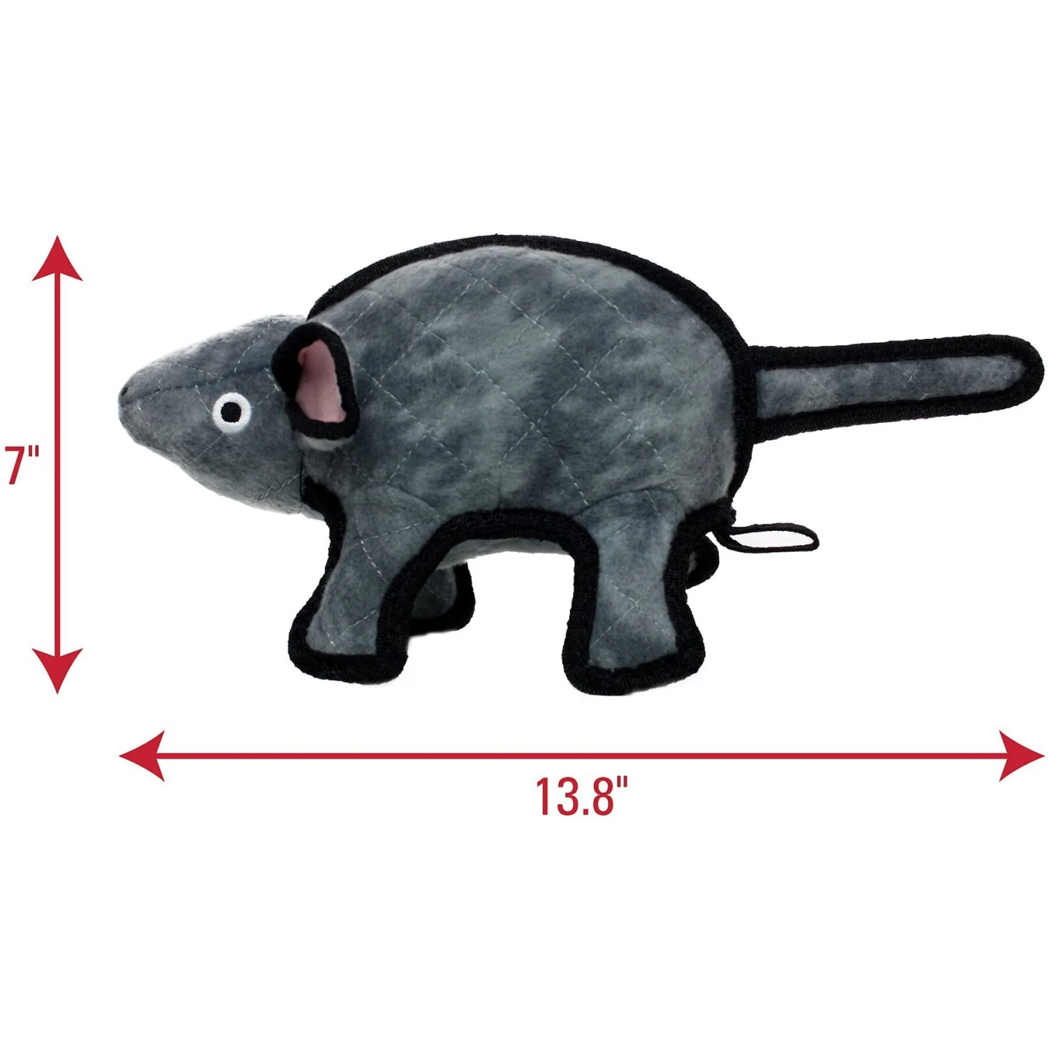 Tuffy's Gray Mouse Mo Plush Dog Toy 4 Tuffy's Gray Mouse Mo Plush Dog Toy - Image 2