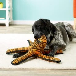 Tuffy's Mega Creature Tiger Print Octopus Squeaky Plush Dog Toy -Pet Dog Toys 72149 PT3. AC SS1800 V1589493172