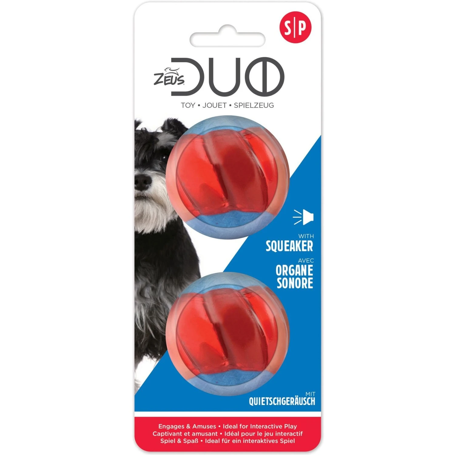 Zeus Duo Ball With Squeaker Dog Toy 3 Zeus Duo Ball With Squeaker Dog Toy