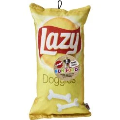 Ethical Pet Fun Food Lazy Doggie Chips Plush Squeaky Dog Toy, Assorted