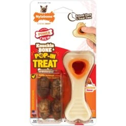 Nylabone Power Chew Knuckle Bone & Pop-In Treat Dog Toy Combo Knuckle Bone Pop-In Treat Toy Chicken Pop-In