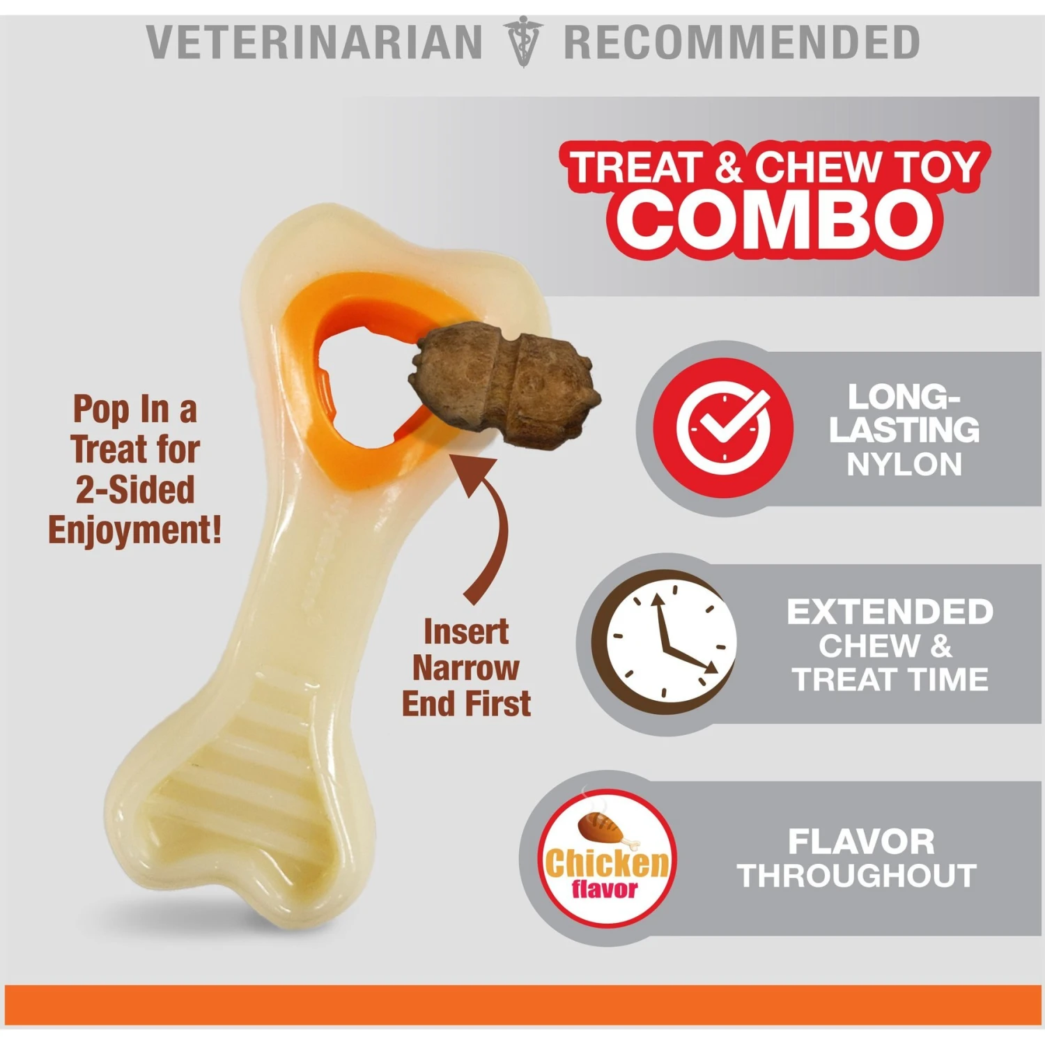 Nylabone Power Chew Knuckle Bone & Pop-In Treat Dog Toy Combo Knuckle Bone Pop-In Treat Toy Chicken Pop-In 4 Nylabone Power Chew Knuckle Bone & Pop-In Treat Dog Toy Combo Knuckle Bone Pop-In Treat Toy Chicken Pop-In - Image 2