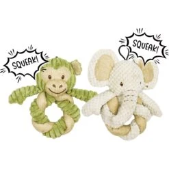 Petique Mini Hemp Twist Monkey & Elephant Plush Dog Toy, 2 Count -Pet Dog Toys 751710 PT2. AC SS1800 V1673461941