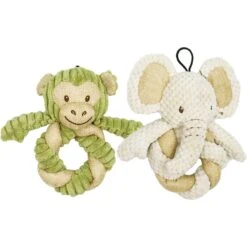 Petique Mini Hemp Twist Monkey & Elephant Plush Dog Toy, 2 Count -Pet Dog Toys 751710 PT3. AC SS1800 V1673461938