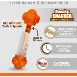 Nylabone Sneaky Snacker Bacon Flavor Dog Treat Toy, Orange -Pet Dog Toys 784398 PT2. AC SS1800 V1677077854