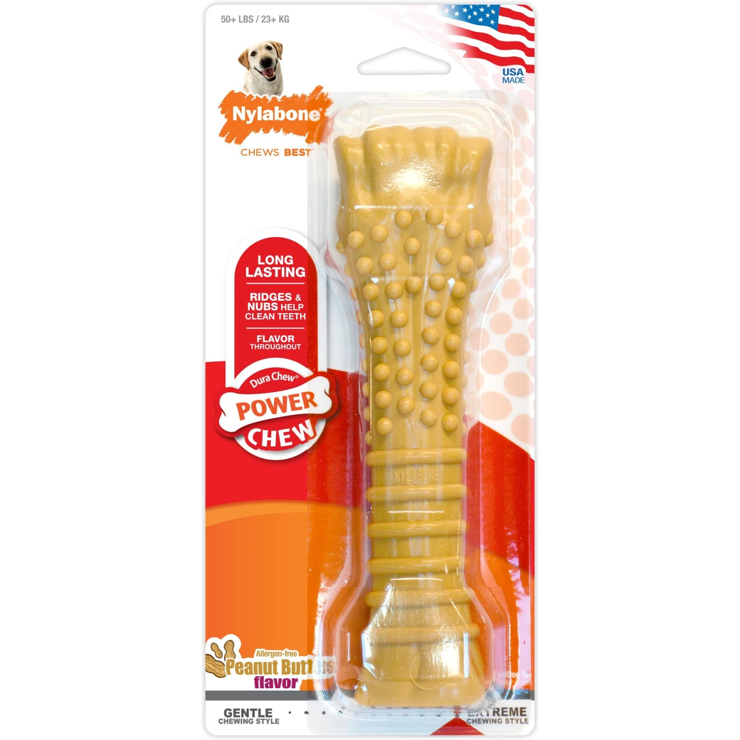 Nylabone Power Chew Peanut Butter Flavored Dog Chew Toy 3 Nylabone Power Chew Peanut Butter Flavored Dog Chew Toy