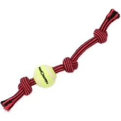 Mammoth Braided Tug With Tennis Ball For Dogs, Color Varies