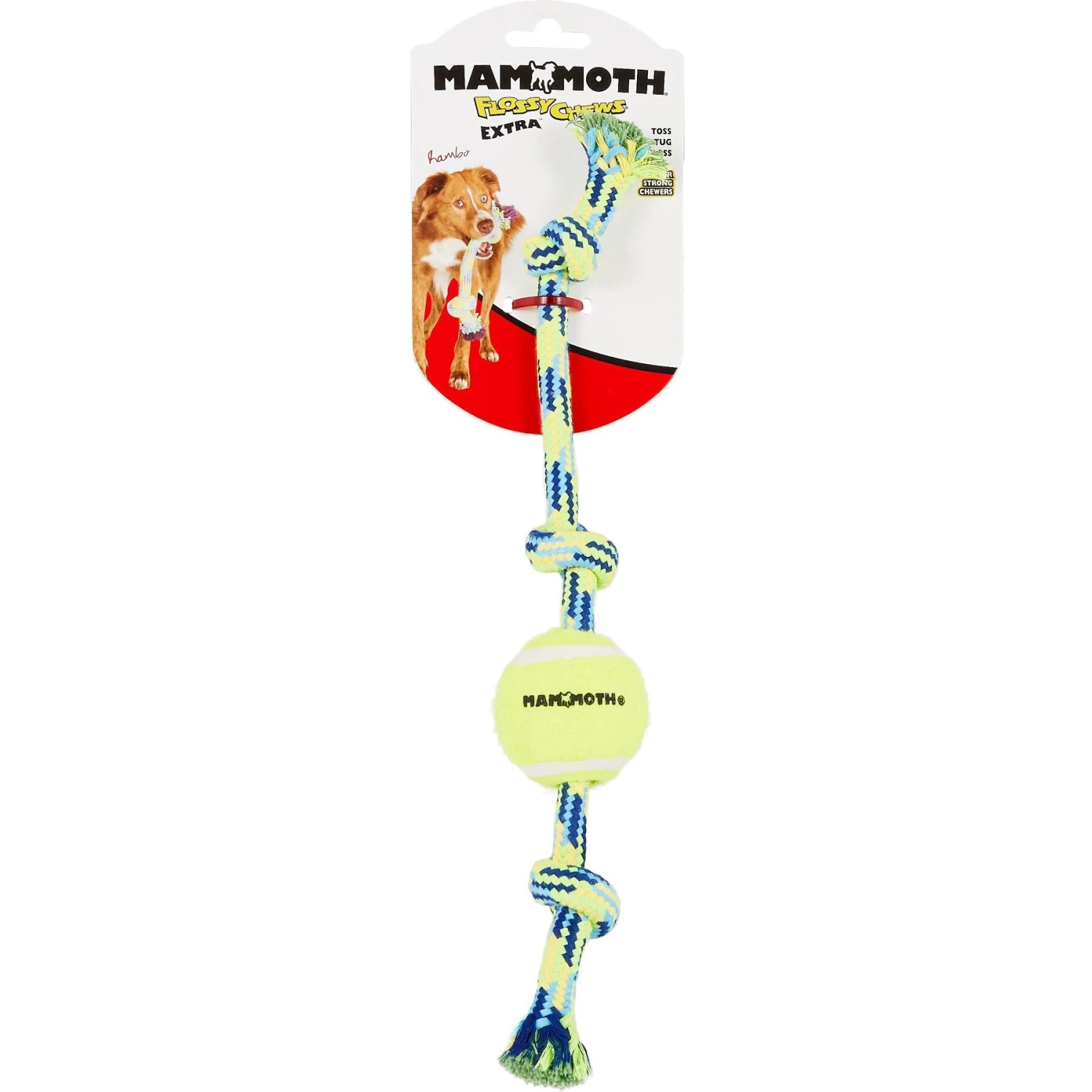 Mammoth Braided Tug With Tennis Ball For Dogs, Color Varies 6 Mammoth Braided Tug With Tennis Ball For Dogs, Color Varies - Image 4