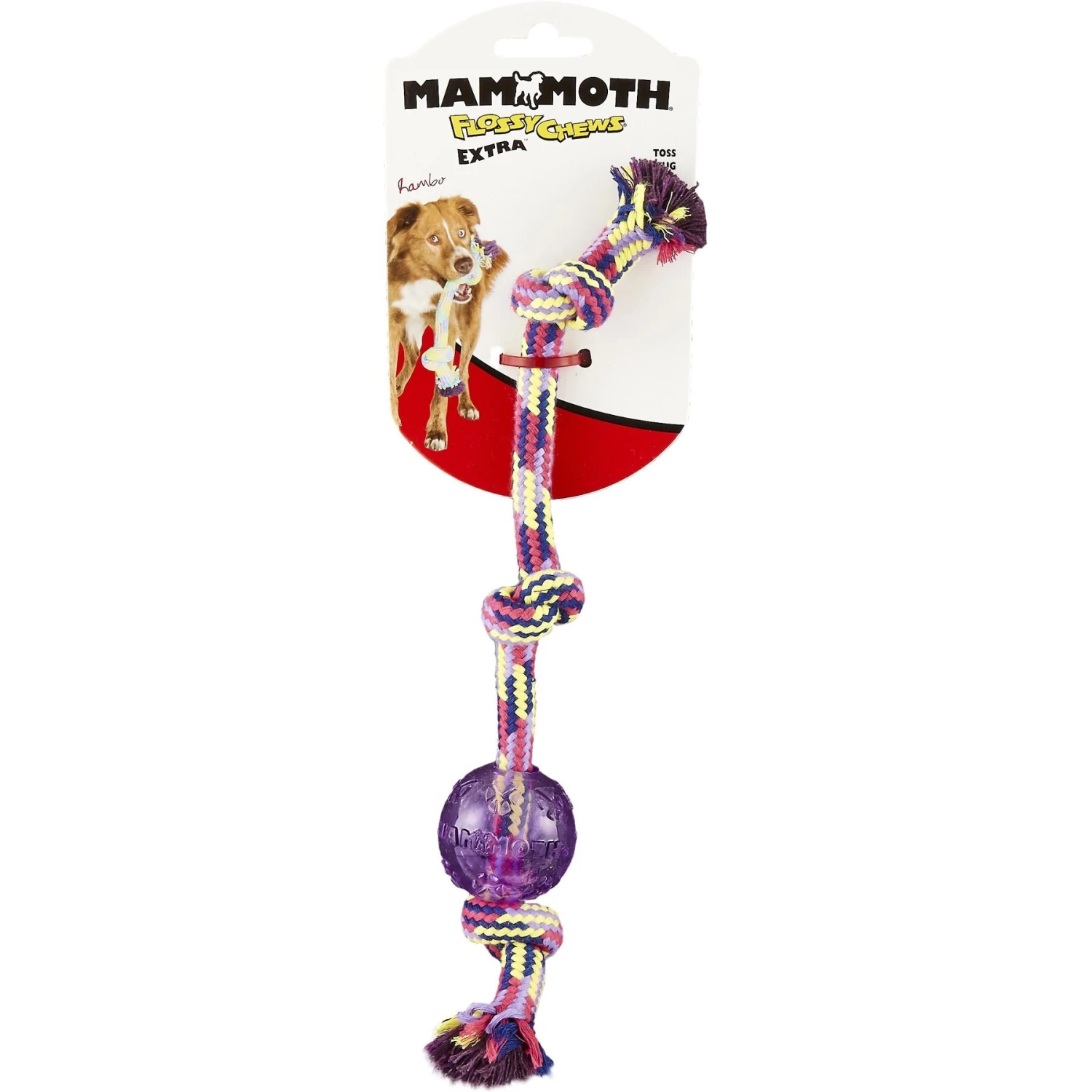 Mammoth Braided Tug With TPR Ball For Dogs, Color Varies 6 Mammoth Braided Tug With TPR Ball For Dogs, Color Varies - Image 4